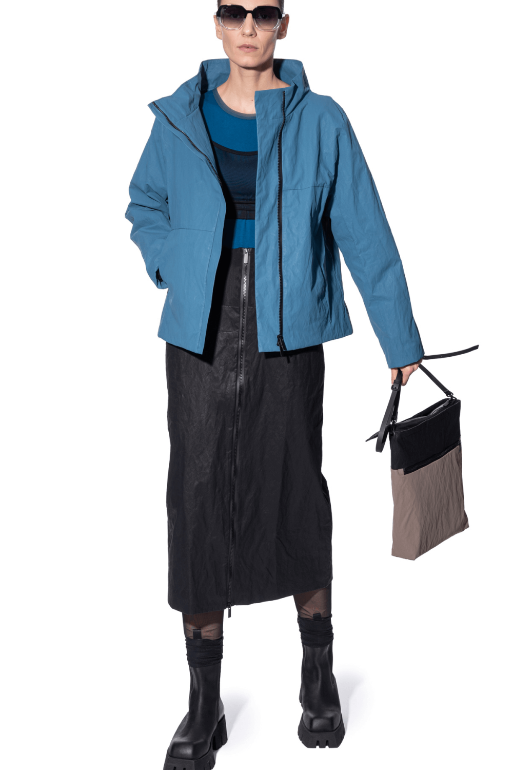 ART 070503252 Short Jacket with Stand Collar and Mesh Cuffs - Image 3